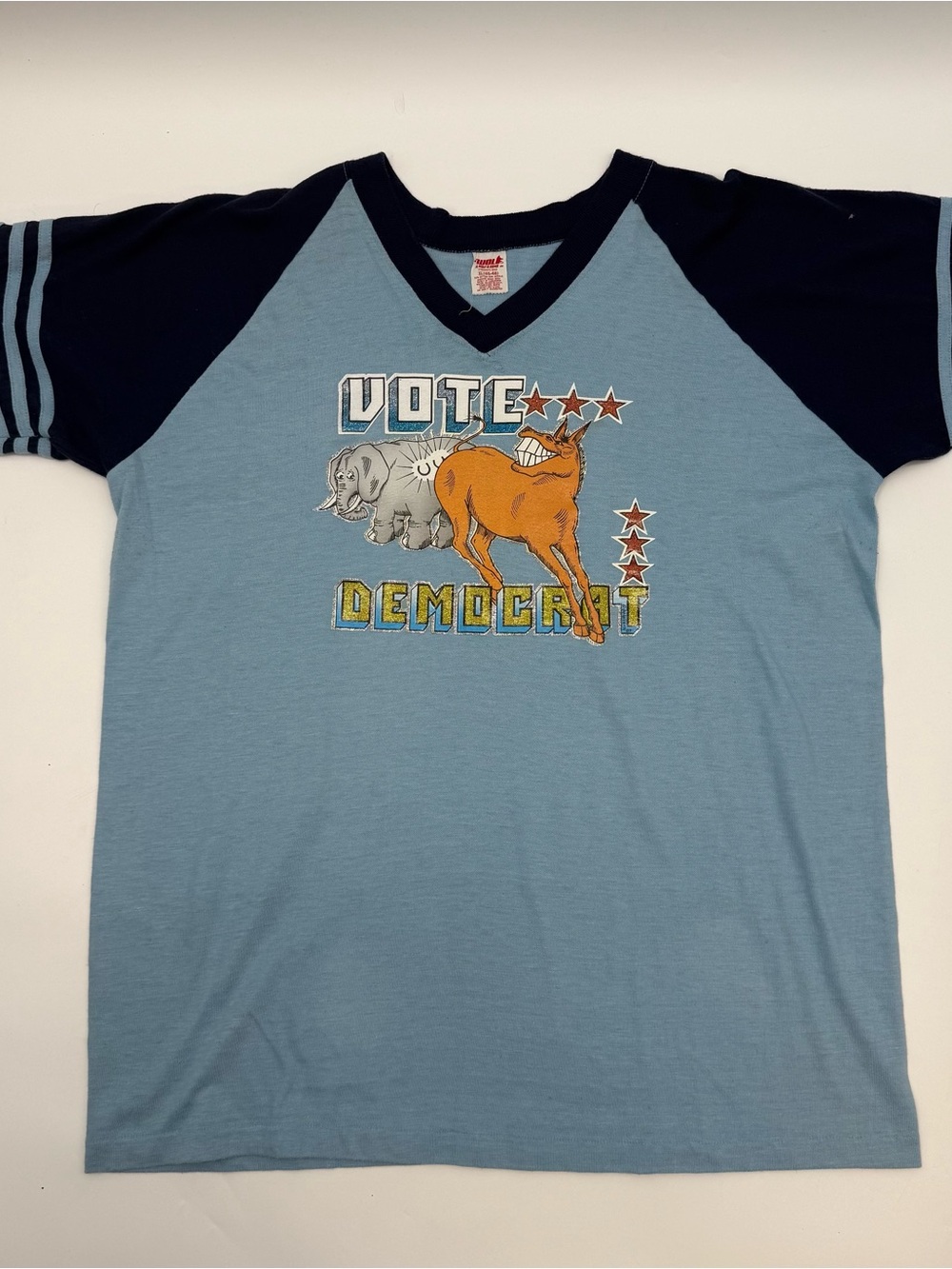 WOLF Light Blue 1979 'Vote' Graphic Raglan Tee